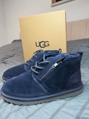 UGG Navy Suede Zip Chukka Sneakers